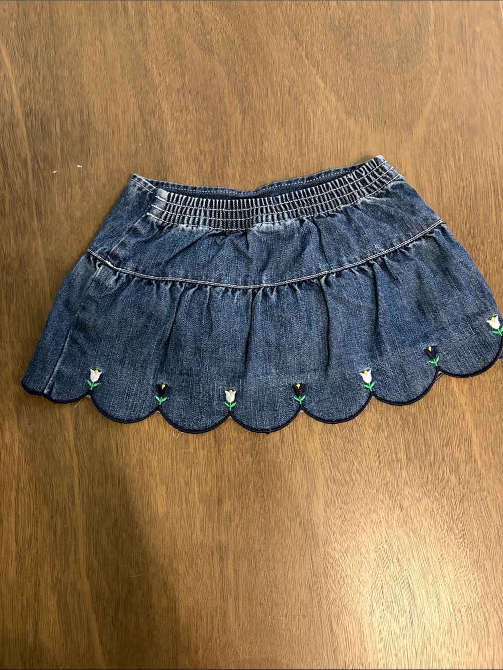 Vintage Gymboree Blue Denim Scalloped Tulips & Two Turtles Size 12-18 Months